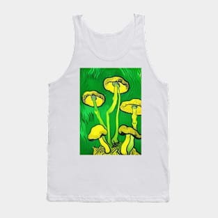 YELLOW AND GREEN VAN GOGH STYLE MUSHROOMS Tank Top